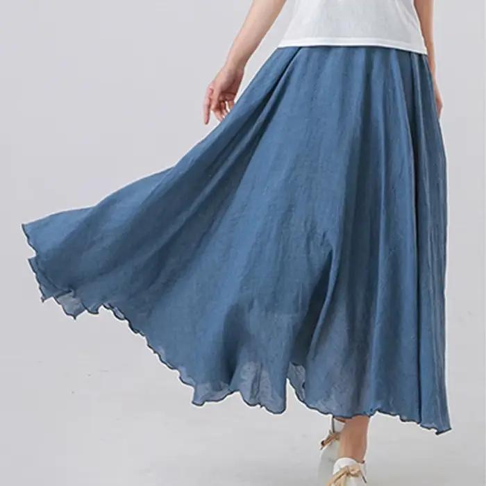 Jupe Maxi en coton et lin pour femmes