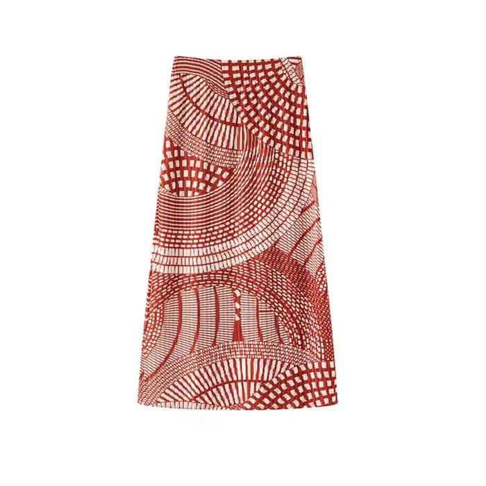 Jupe plissée Miyake rouge imprimée