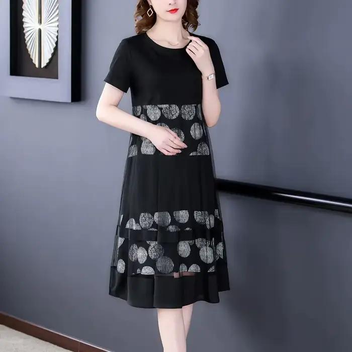 Robe imprimée à manches courtes pour femmes
