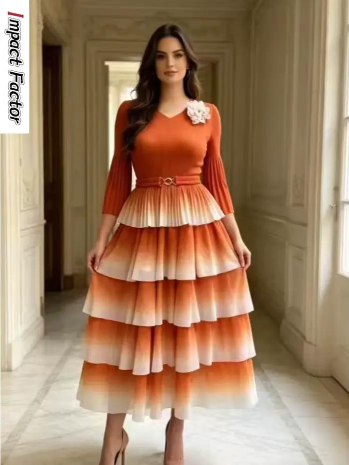 Jupe plissée Miyake effet deux pièces dégradé élégant pour femmes polyvalente printemps automne