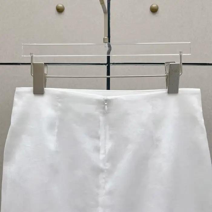 Jupe crayon moulante en mélange coton et lin pour femme