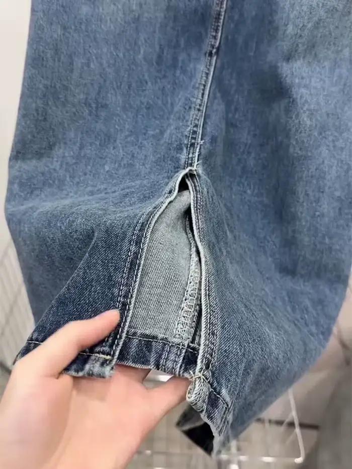 Jupe en jean bleu délavé pour femme
