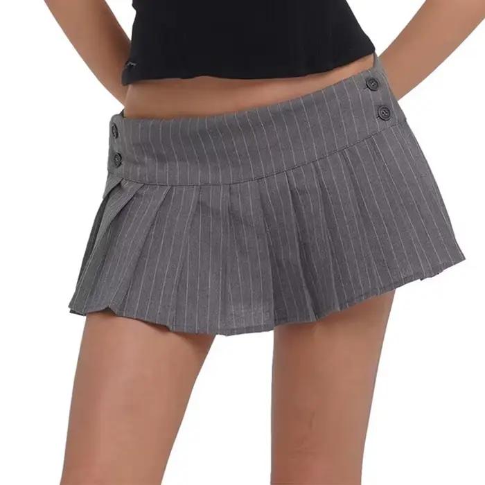 Mini Jupe Plissée à Rayures pour Femme