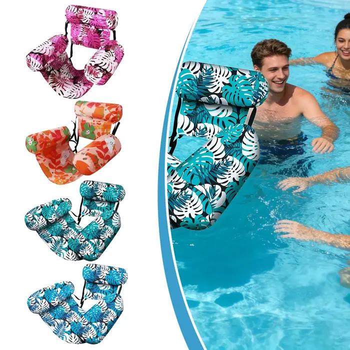 Nouveau Fauteuil de Piscine Gonflable Flottant, Hamac Aquatique, Canapé avec Dossier, Chaise Longue de Plage Portable, Robuste, pour la Détente Estivale en Extérieur