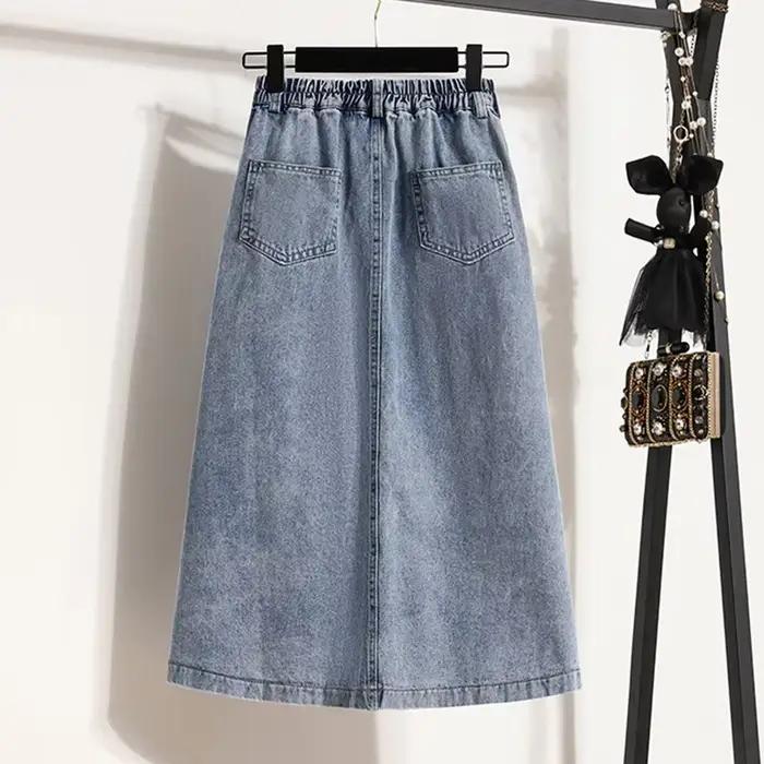 Jupe longue en denim taille haute pour femme