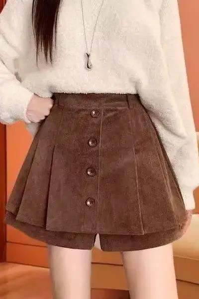 Jupe pantalon en velours côtelé pour femmes
