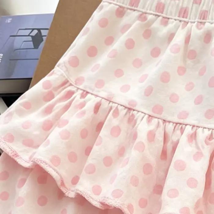 Jupe à pois rose style Harajuku douce et fraîche
