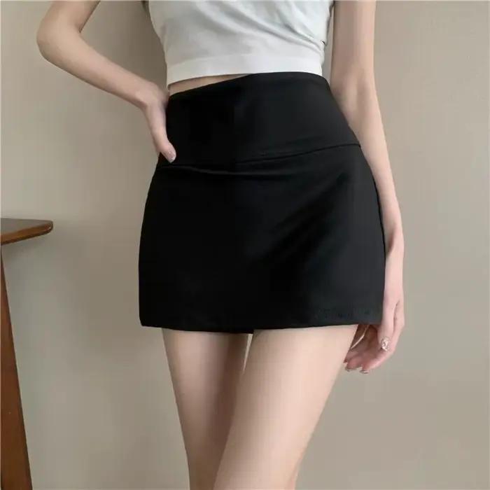 Jupe-culotte trapèze pour femmes, fente latérale, Mini short asymétrique Y2K, Style fille épicée, jupe de sport avec short de sécurité, Yoga