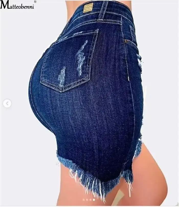 Automne femmes mode Denim jupe déchiré hanche en détresse taille haute bouton crayon jupes femme décontracté été jean