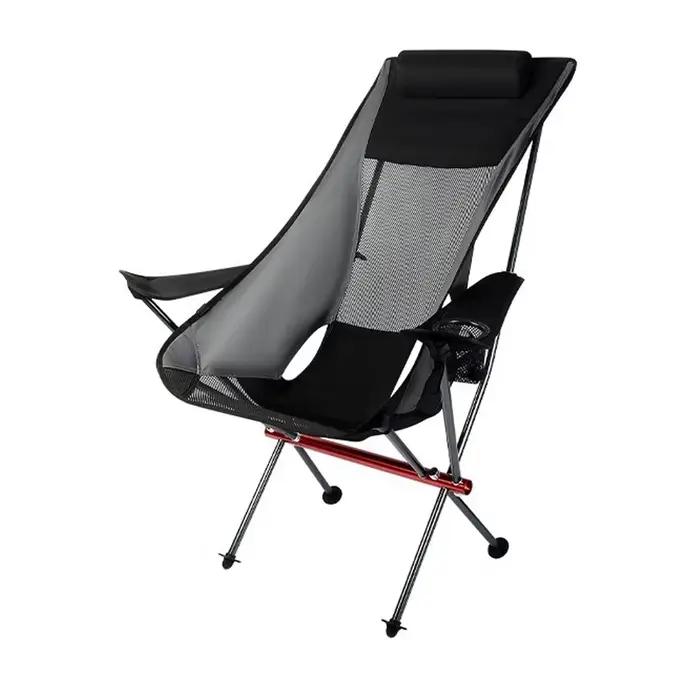 Chaise lune d'extérieur en alliage d'aluminium, chaise de pêche, chaise à dossier, chaise pliante de pique-nique, tabouret de camping, chaise de plage avec accoudoirs