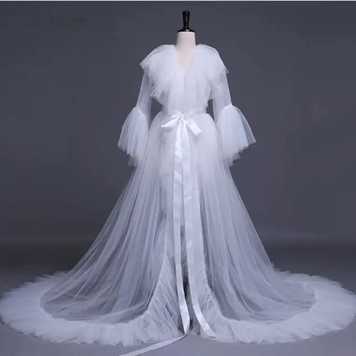 Femmes Robe de mariée dentelle Lingerie mode Sexy Tulle Robe longue Lingerie chemise de nuit peignoir vêtements de nuit pour femme expédition rapide