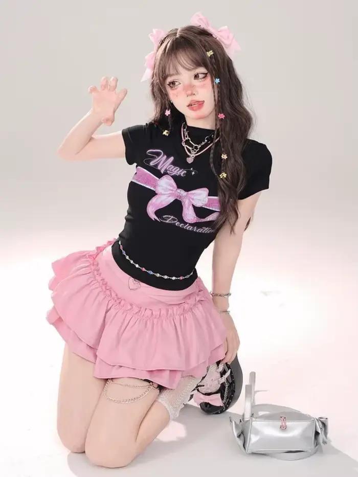 Mini jupe Lolita douce Kawaii pour femmes