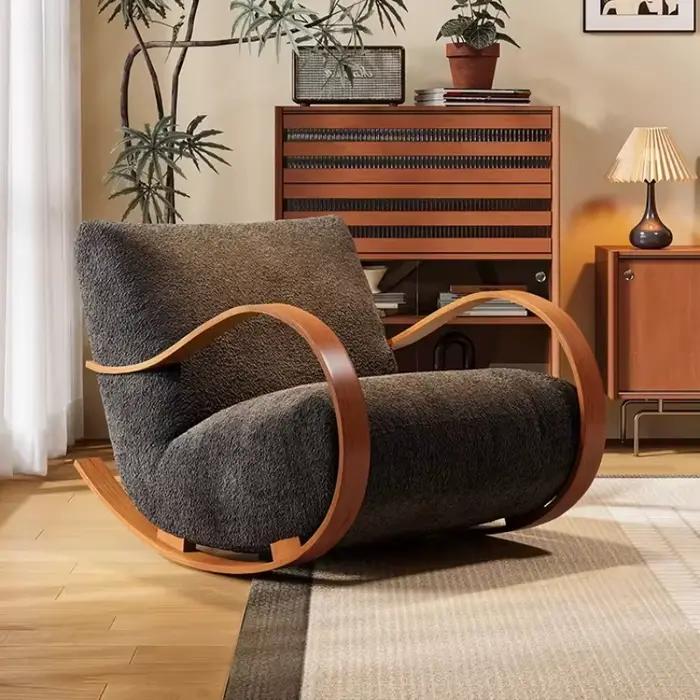 Chaise de jardin et de chambre à coucher avec support dorsal, chaise à bascule en velours pour adultes, chaise longue moderne de luxe, Silla Nordica, mobilier de salon