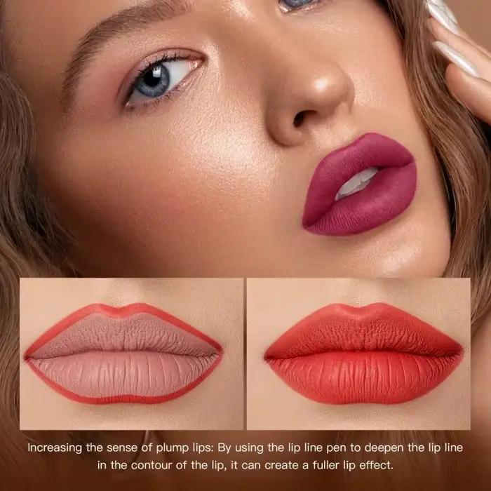 Crayon à lèvres imperméable, 6 couleurs, longue durée, naturel, teinte de Contour rouge, Sexy, rouge foncé, rose, mat