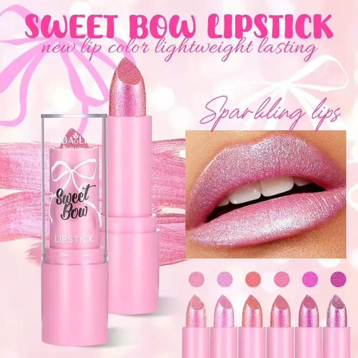 Rouge à lèvres scintillant rose velours, rouge à lèvres métallique brillant, teinte à lèvres nacrée, maquillage nacré imperméable et hydratant