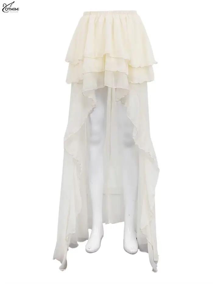 Oymimi décontracté abricot jupes amples pour les femmes mode taille haute jupes plissées élégant mince parole longueur jupe femme vêtements