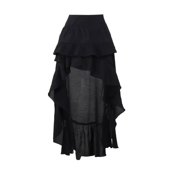 Jupes Goth Kawaii noires à volants
