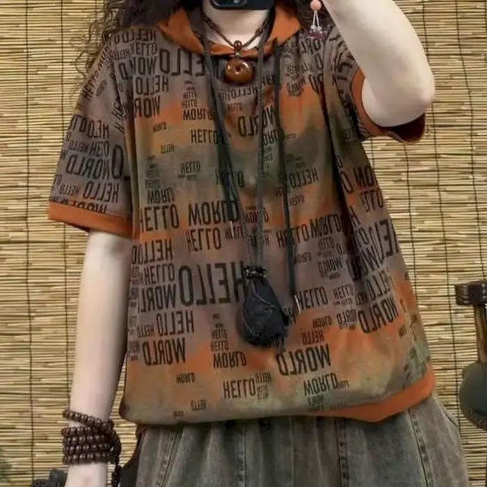 T-shirts surdimensionnés pour femmes, tendance estivale, imprimés tie-dye, à manches courtes, à capuche, décontractés, amples, polyvalents, amincissants