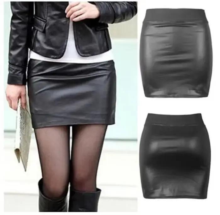 Nouvelle jupe en cuir pour femme