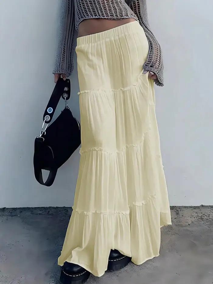 Jupe plissée de couleur blanche pour femme, vêtement taille haute, couleur unie, confortable, style gâteau, automne