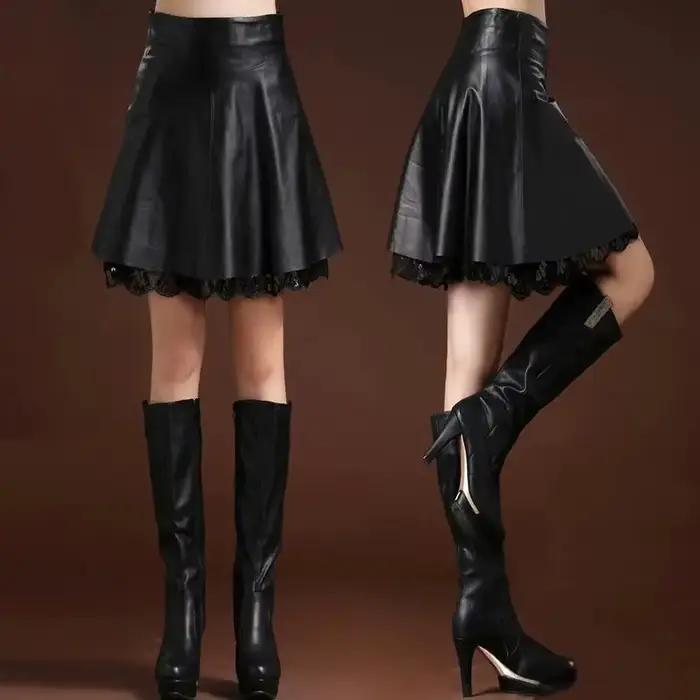 Jupe en cuir PU pour femmes