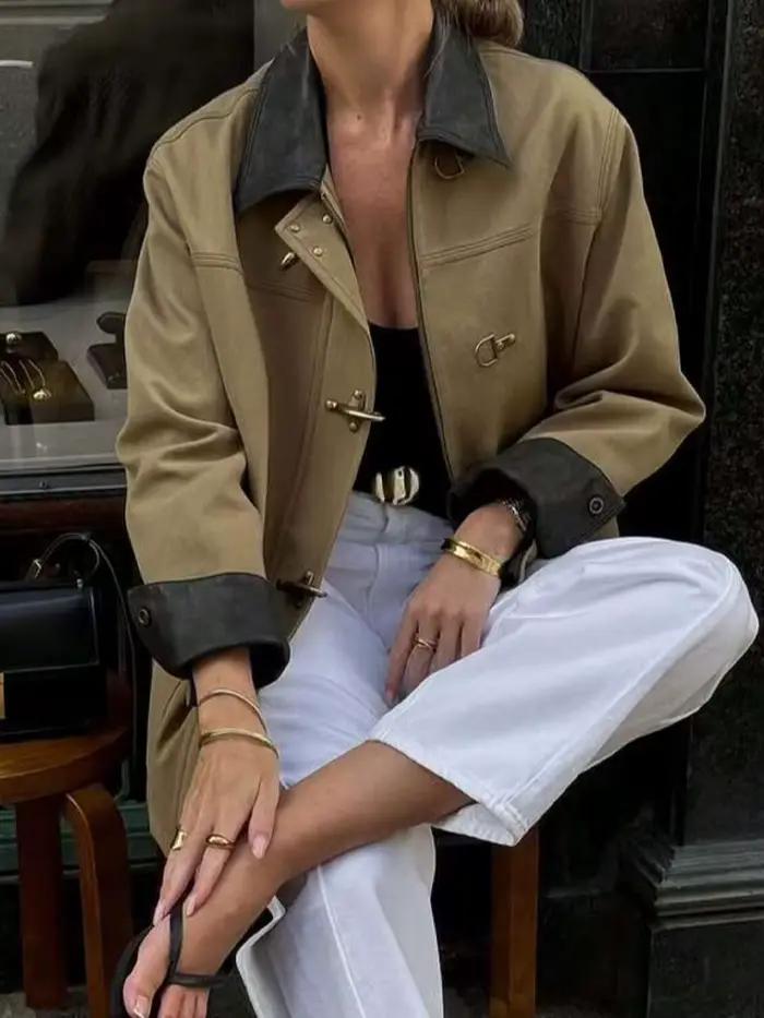 HH automne femme mode Style de rue solide veste femmes vêtements de travail vestes manches longues col rabattu poches manteaux à glissière