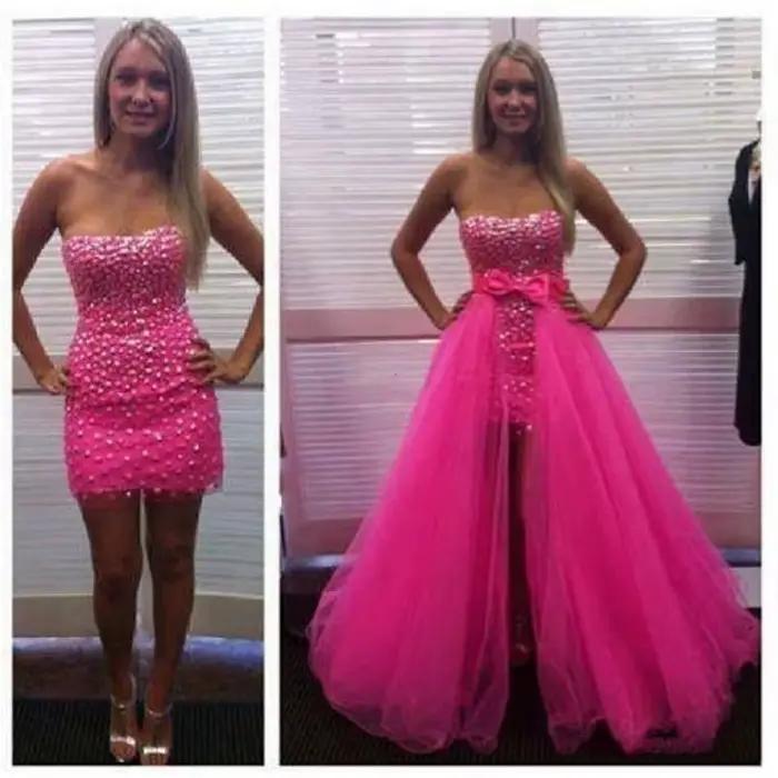 Jupe longue en Tulle rose vif, Sexy, Fuchsia, détachable, pour robes de soirée, longueur au sol, jupes de mariage pour femmes