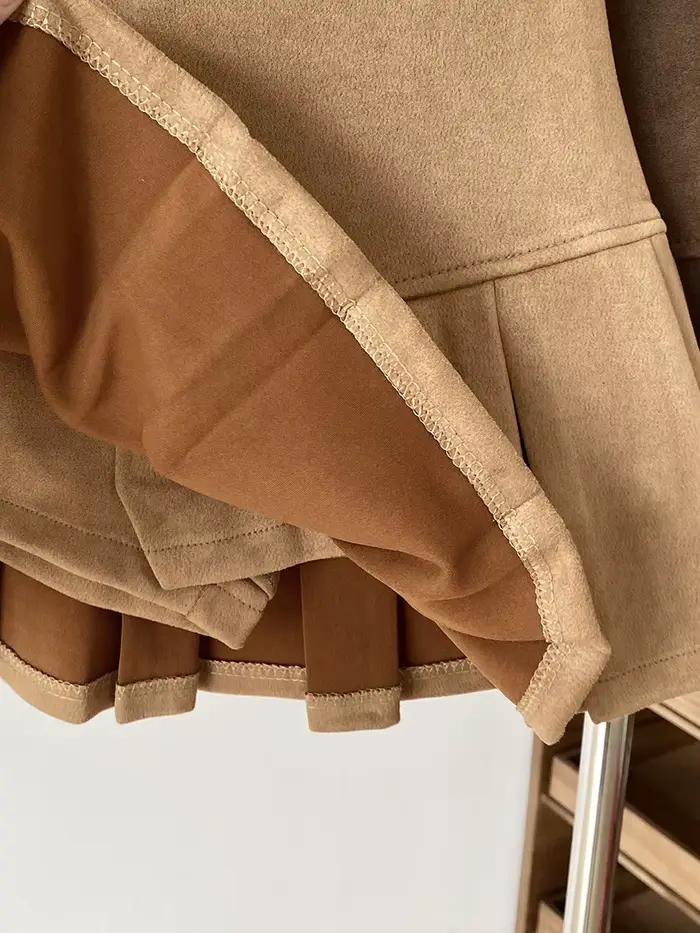 Jupe plissée kaki taille haute pour femme