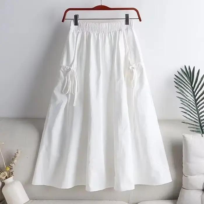 Jupe mi-longue élastique taille haute