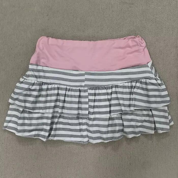 Jupe kawaii vintage pour filles haute couture en fibre de polyester et élasthanne imprimé rayé à manches courtes pour parties et sorties estivales