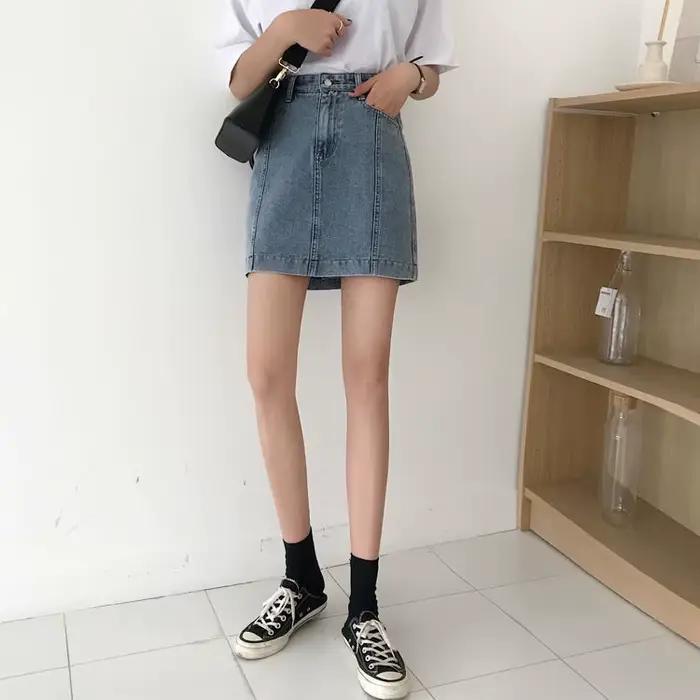 Jupe en jean taille haute A-Line pour femmes, été, printemps, 2024
