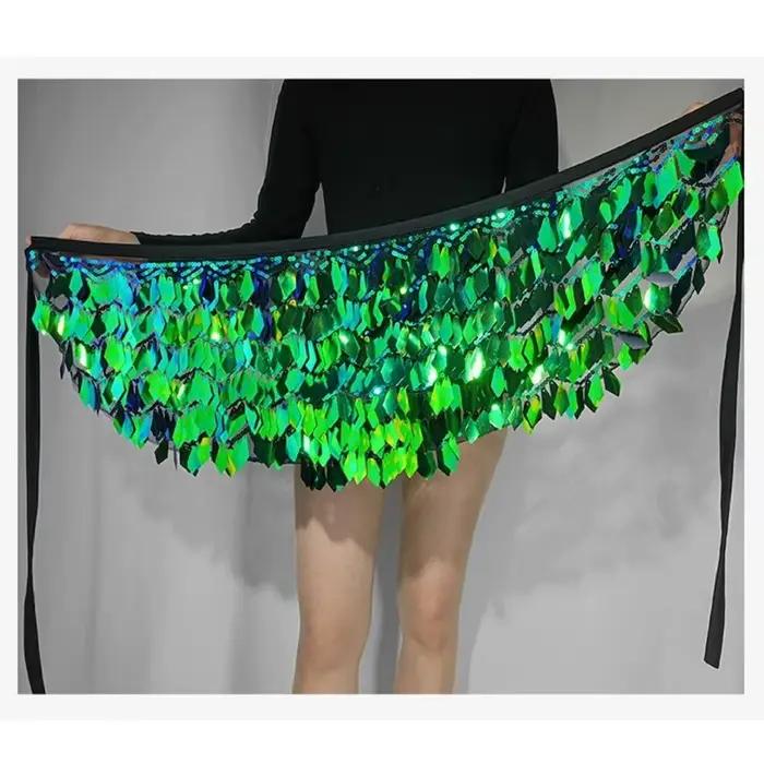 Jupe de danse du ventre mini holographique à sequins multicolores pour danseurs débutants et experts occassions spéciales