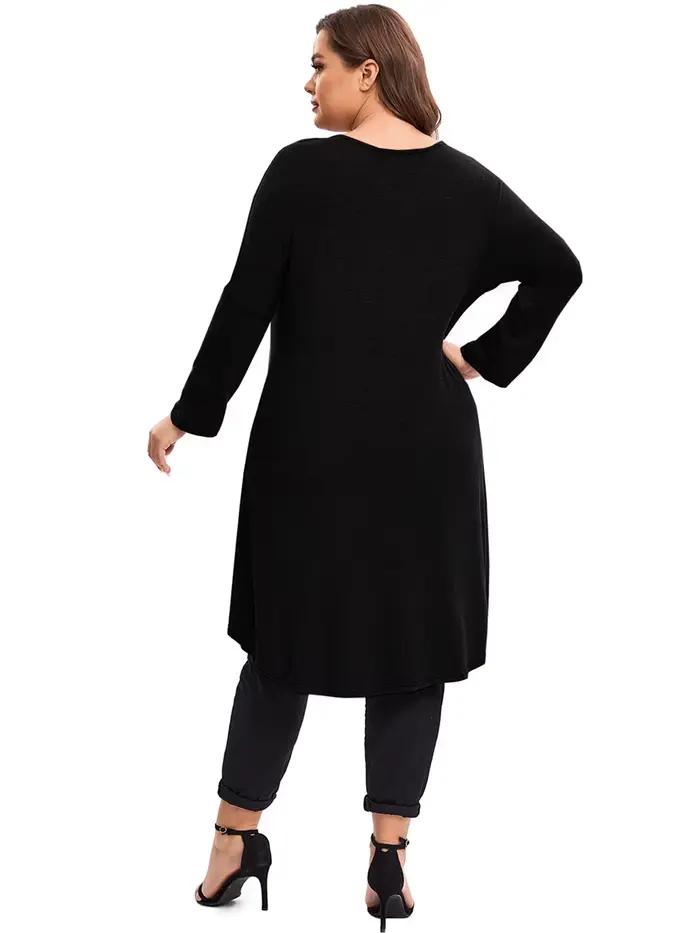 Tunique ample à manches longues pour femmes, grande taille, chemisier, Long, coupe basse, évasée, grande taille, 5XL, 6XL, 7XL, 8XL