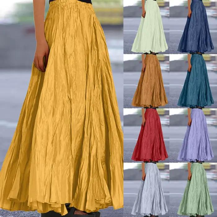 Jupe longue froncée style bohème pour femmes