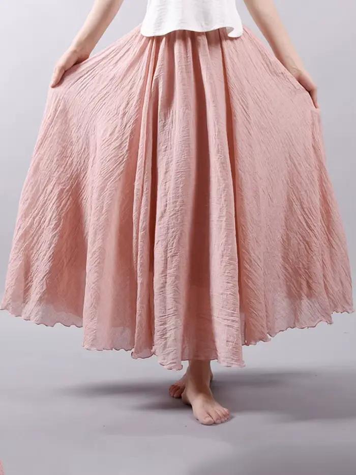 Jupe maxi en lin taille haute pour femmes
