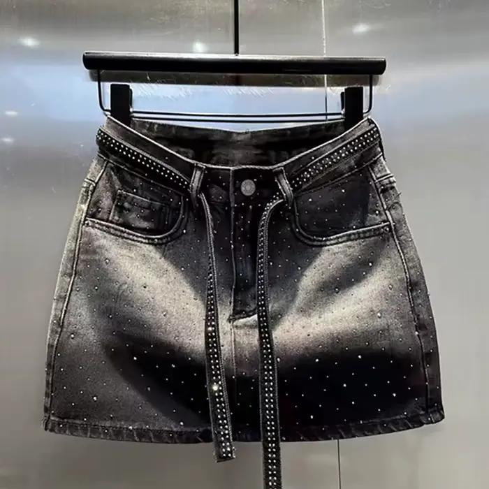 Mini-jupe en jean rétro oversize pour femme