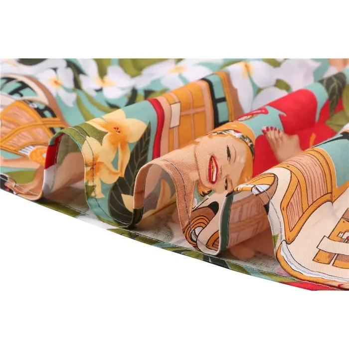 SISHION voiture et filles imprimé fleuri été jupe plissée avec nœud SS0012 taille haute Vintage coton femmes jupe avec poches