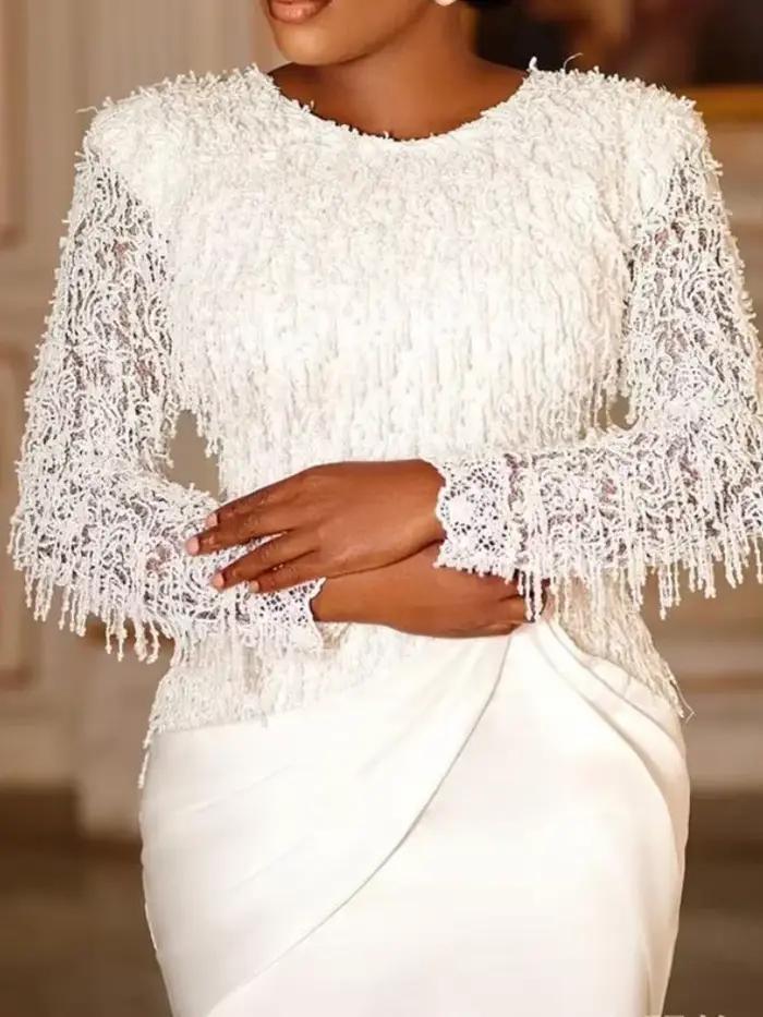 Robe de soirée mi-longue à manches longues pour femmes
