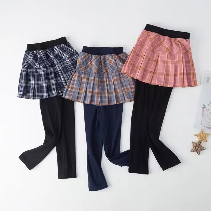 Jupe-pantalon fille GCWHFL avec arc et motifs rayés pour enfants de 7 à 13 ans leggings multicolores blanc jaune et multi ajustement taille élastique
