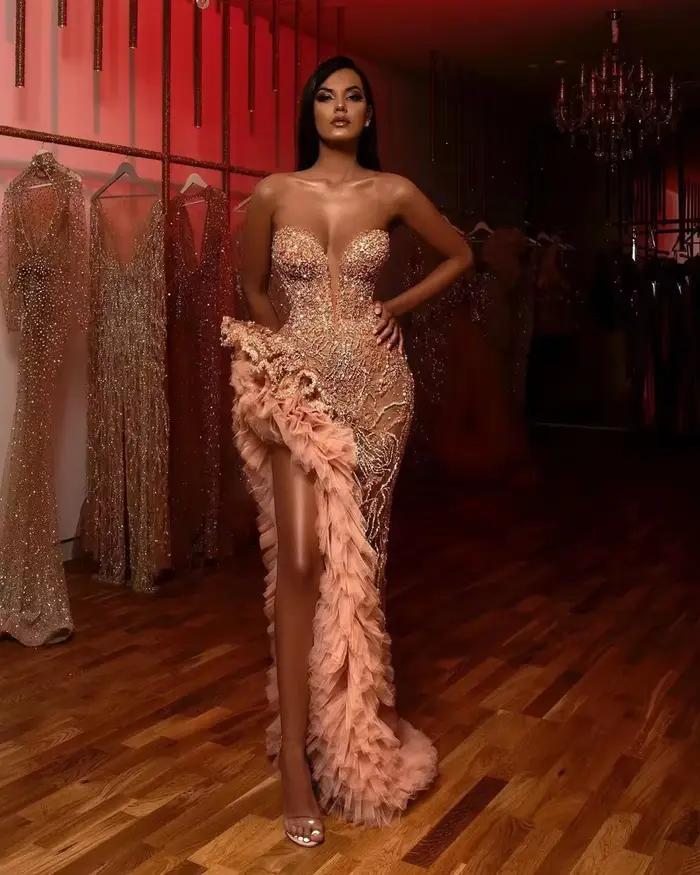 Robe Bustier longue à franges et paillettes, Sexy, col en v, mode femme, jupe en Fiber de Polyester, nouvelle collection printemps