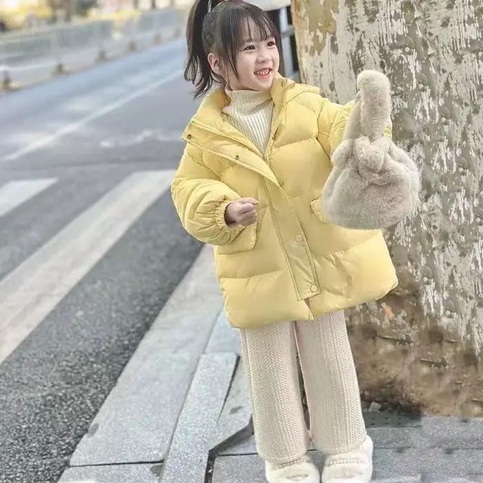 Veste en coton mi-longue ample pour filles, nouvelle collection hiver 2026, veste matelassée épaisse