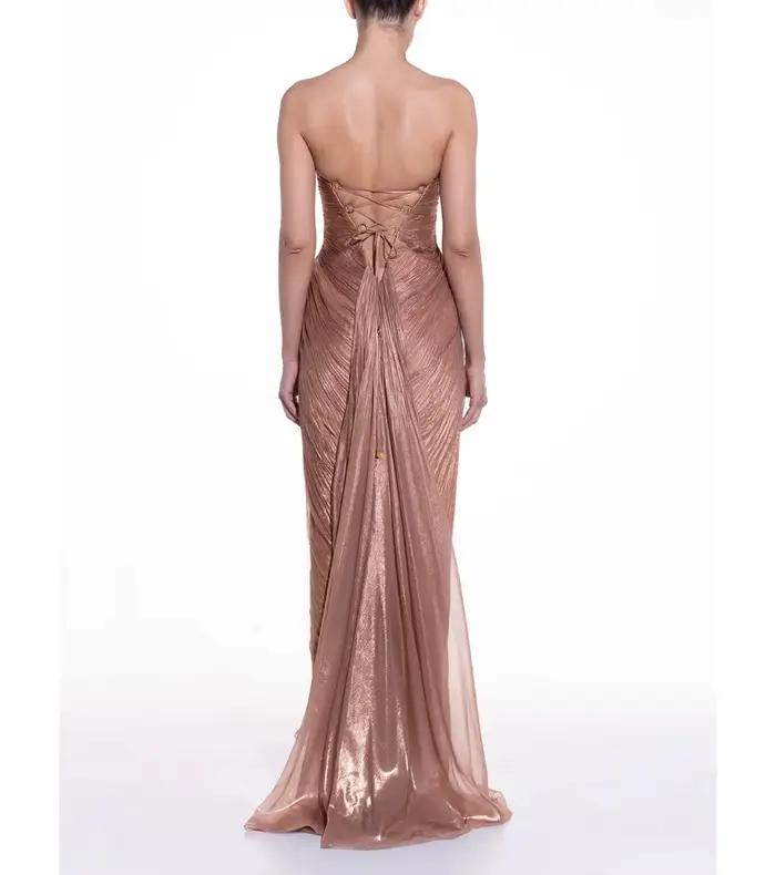 Robe de soirée plissée en crêpe Simple