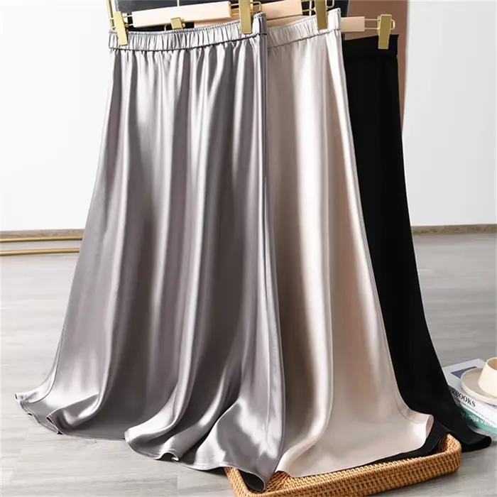 Jupes longues en satin uni pour femmes