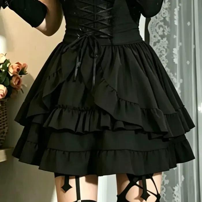 Jupe mi-longue Y2K Gothique Lolita Vintage pour femme