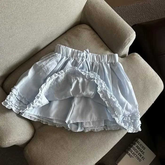 Jupe Femme Été 2026 Taille Haute Décontractée à Bord Volanté Effet Fluffy Coupe Trapèze