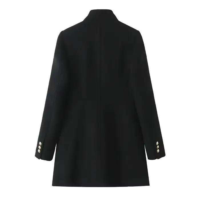 Manteau en laine automne mode noir manteau Long élégant et joli manteaux pour femmes américain rétro vêtements d'extérieur d'automne manteaux urbains