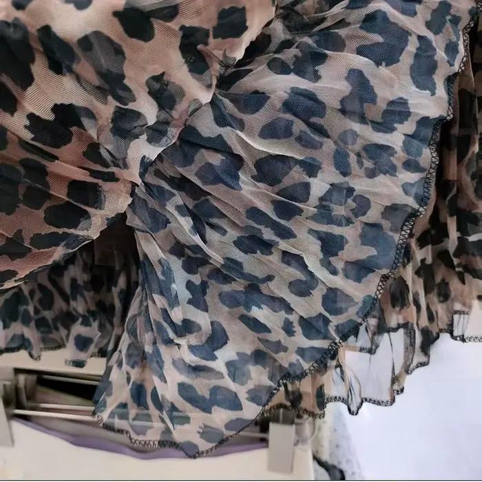 Jupe en tulle à imprimé léopard tendance, jupe plissée mi-longue taille haute, jupes mi-longues pour femmes, nouvelle arrivée automne-hiver