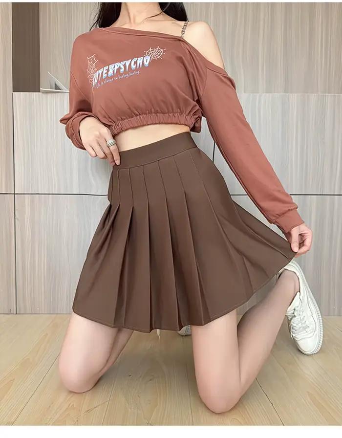 Jupe plissée ceinture élastique Style Preppy