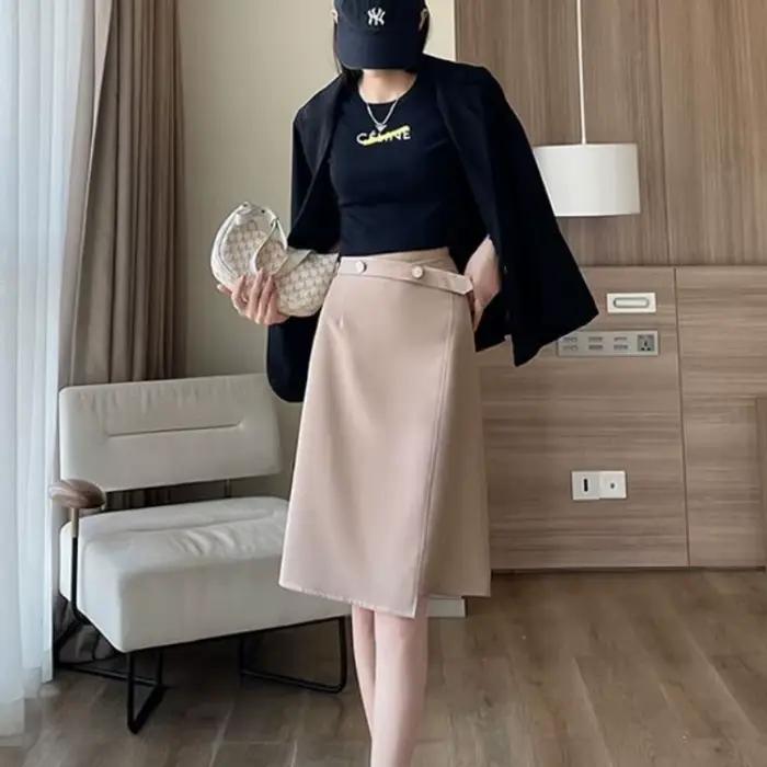 Midi été 2025 Style coréen femmes jupe femme jupes décontracté pas cher vêtements ventes esthétique mode tendance haute