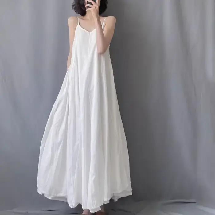 Robe longue d'été pour femme en coton pur